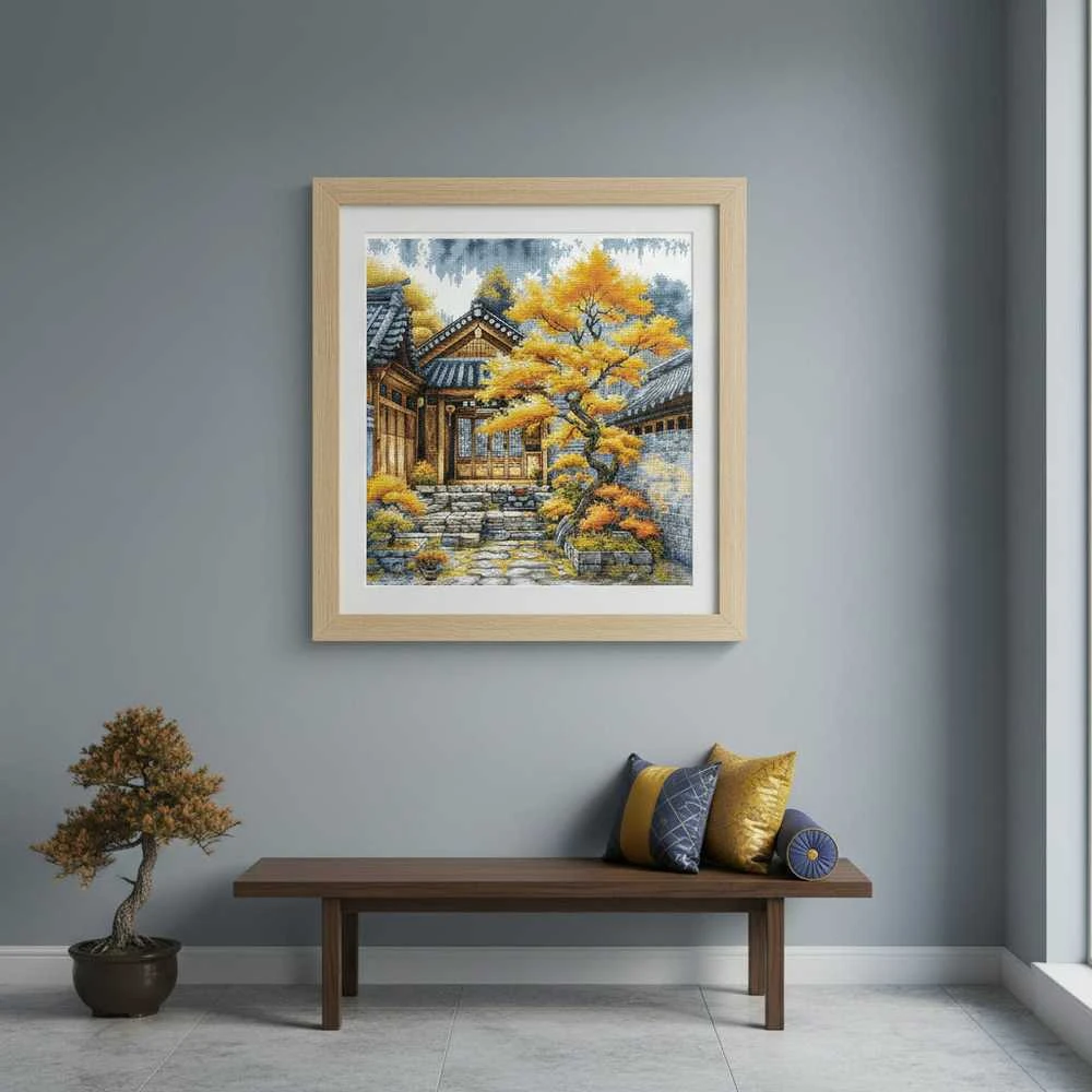 Ava Stitch Siuvinėjimo kryželiu rinkinys „Auksiniai medžiai“ 28,5x28,5 cm AVA-P118