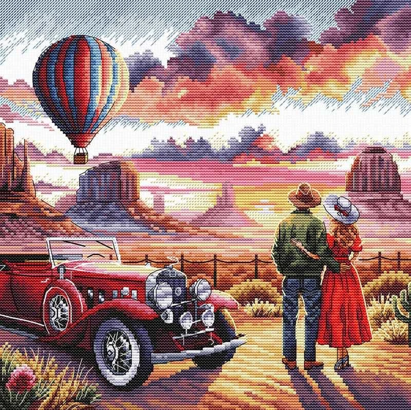 Ava Stitch Siuvinėjimo rinkinys kryželiu „Romantiška kelionė“ 24×24 cm AVA-P142