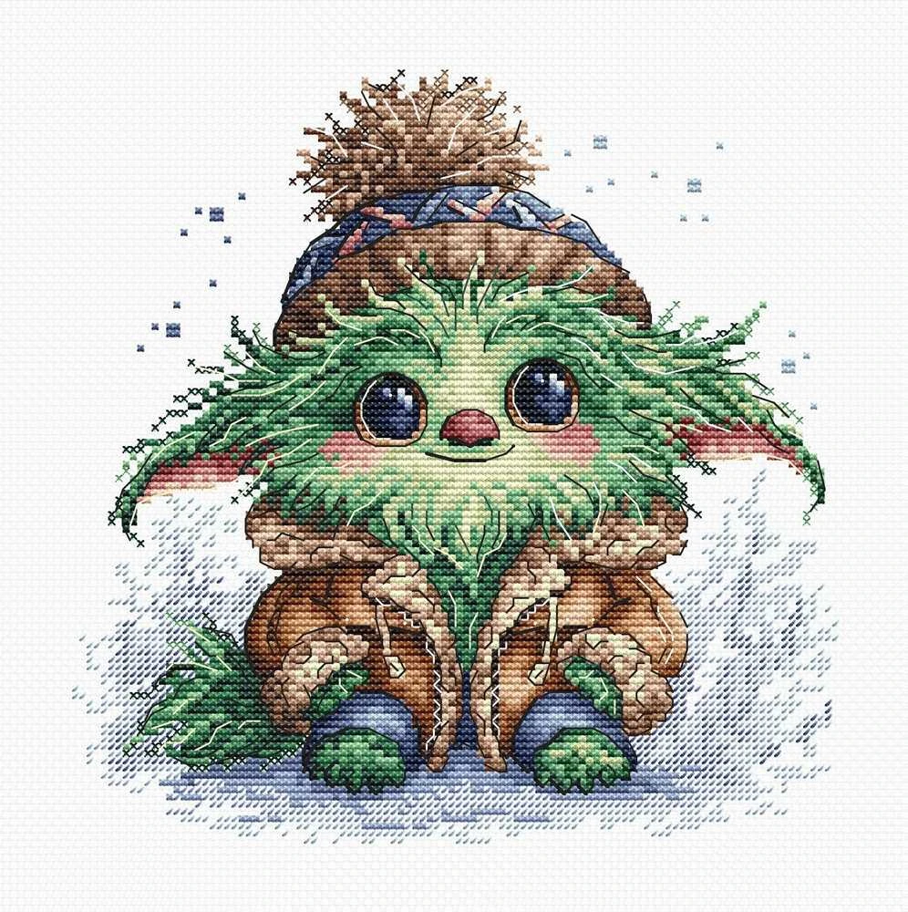 Ava Stitch Žalias monstriukas – kryželiu siuvinėjimo rinkinys AVA-P079