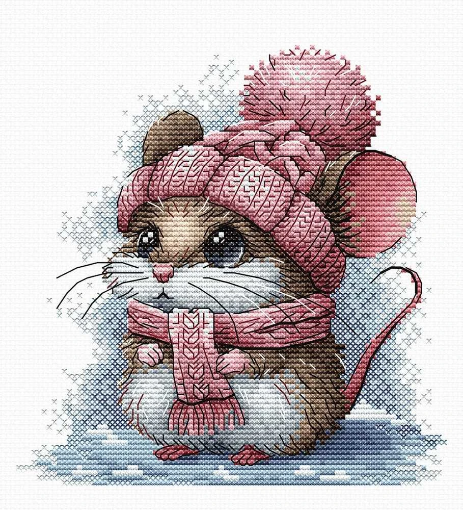 Ava Stitch Žiemos pelytė su kepure siuvinėjimo kryželiu rinkinys AVA-P073