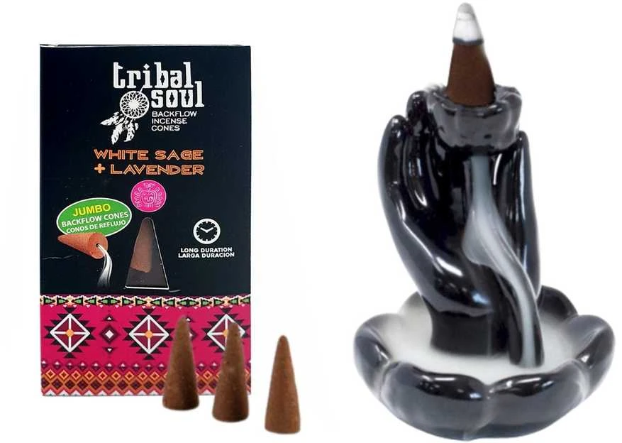 Hari Darshan Atbulinio smilkymo kūginiai smilkalai Baltas Sage Lavender, Tribal Soul, 15g