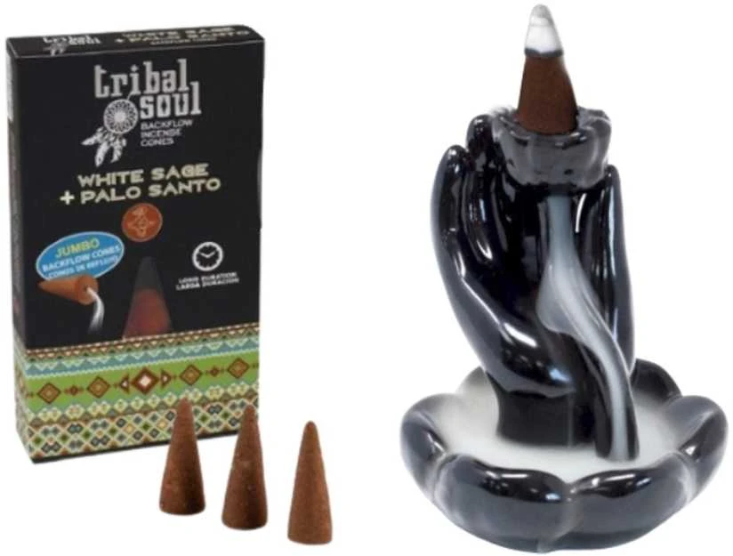 Hari Darshan Atbulinio smilkymo kūginiai smilkalai Baltas Sage Palo Santo, Tribal Soul, 15g