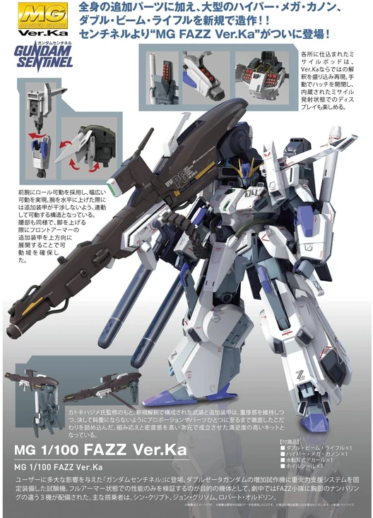 Figūrėlė kolekcjonerska Bandai MG 1/100 FAZZ Ver.Ka
