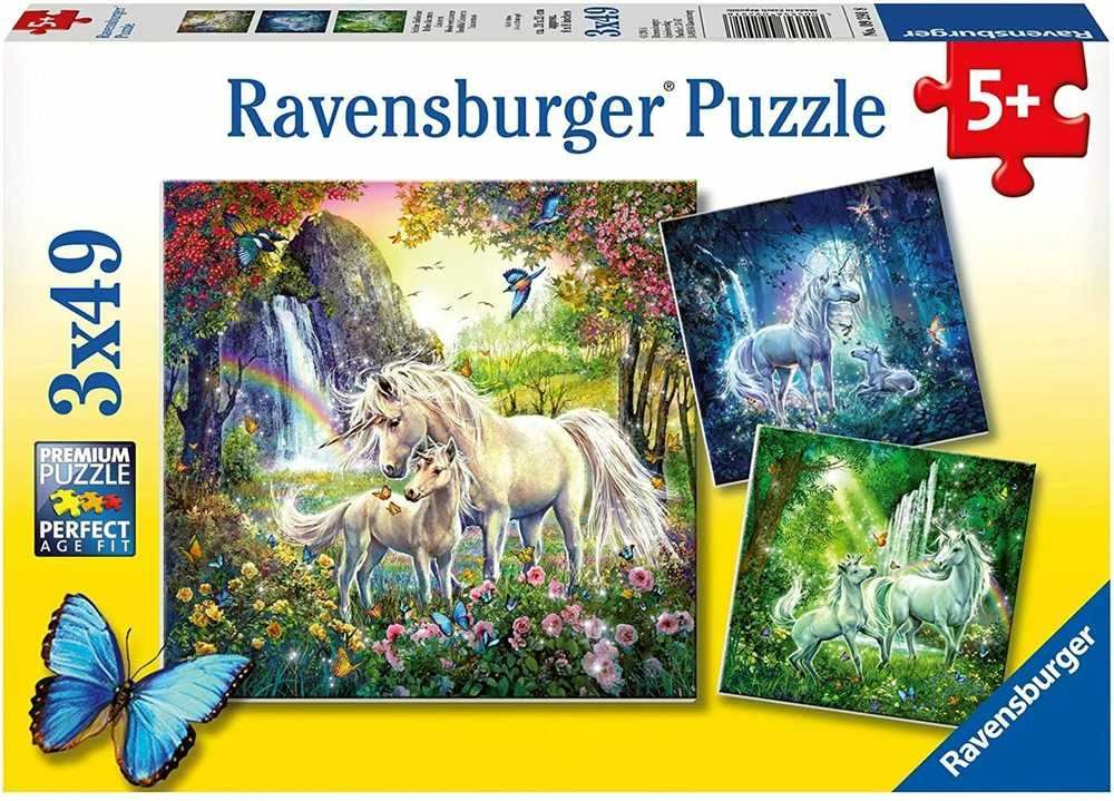 Ravensburger Dėlionė 3x49 vnt. - Gražūs vienaragiai
