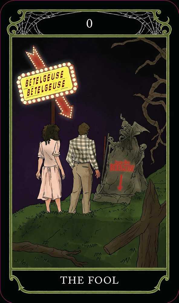 KNYGA Insight Editions Beetlejuice taro kortos – 78 kortų kaladė su gidu, oficiali kolekcinė dovana