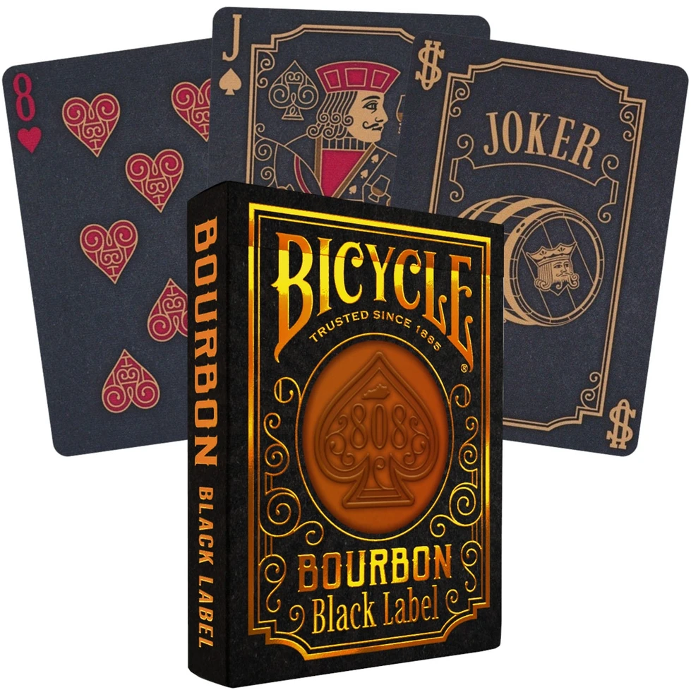 Bicycle Bourbon Juodas Label žaidimo kortos