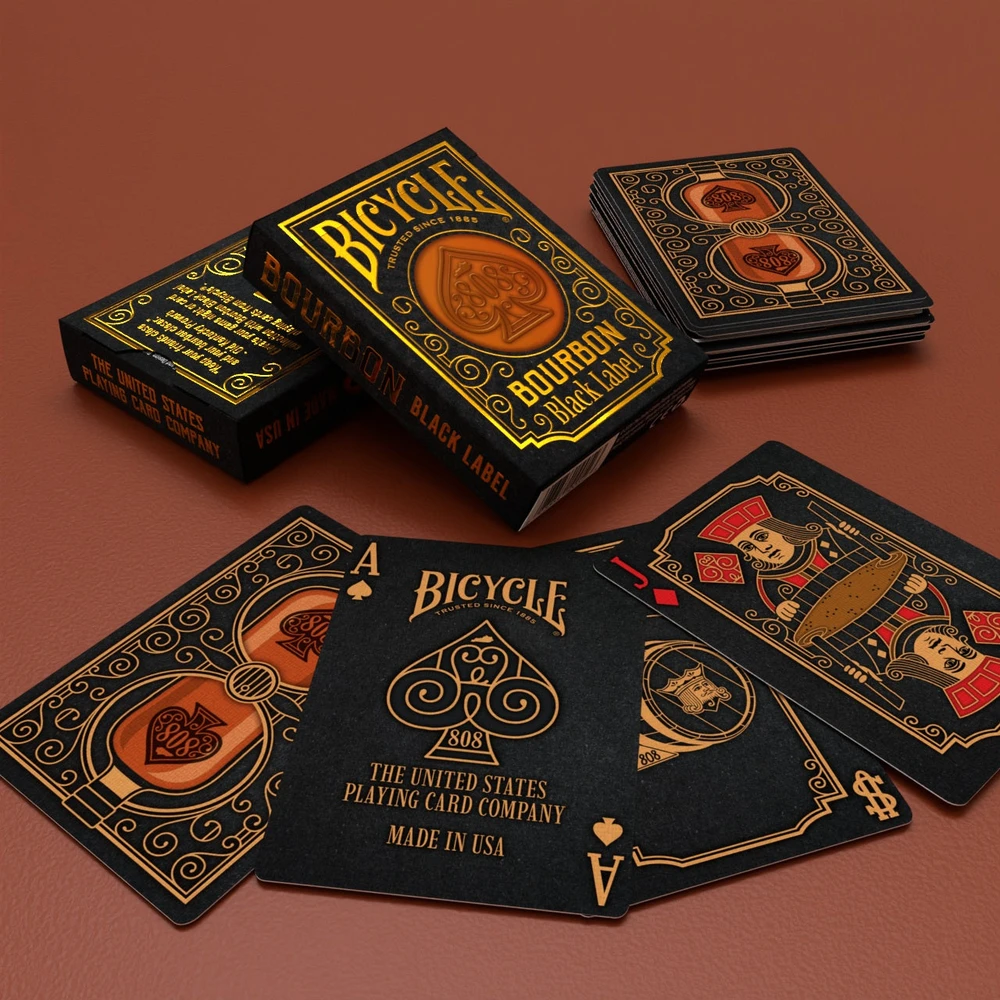Bicycle Bourbon Juodas Label žaidimo kortos