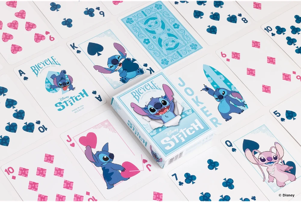 Bicycle Disney Stitch žaidimų kortos – pokeriui, triukams ir kolekcionieriams