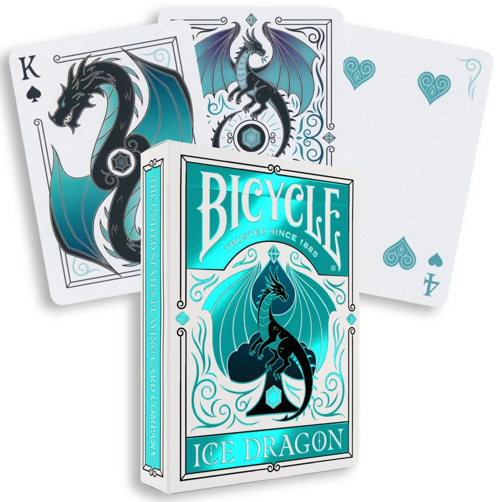 Bicycle Ice Dragon žaidimo kortos su ledo drakonu
