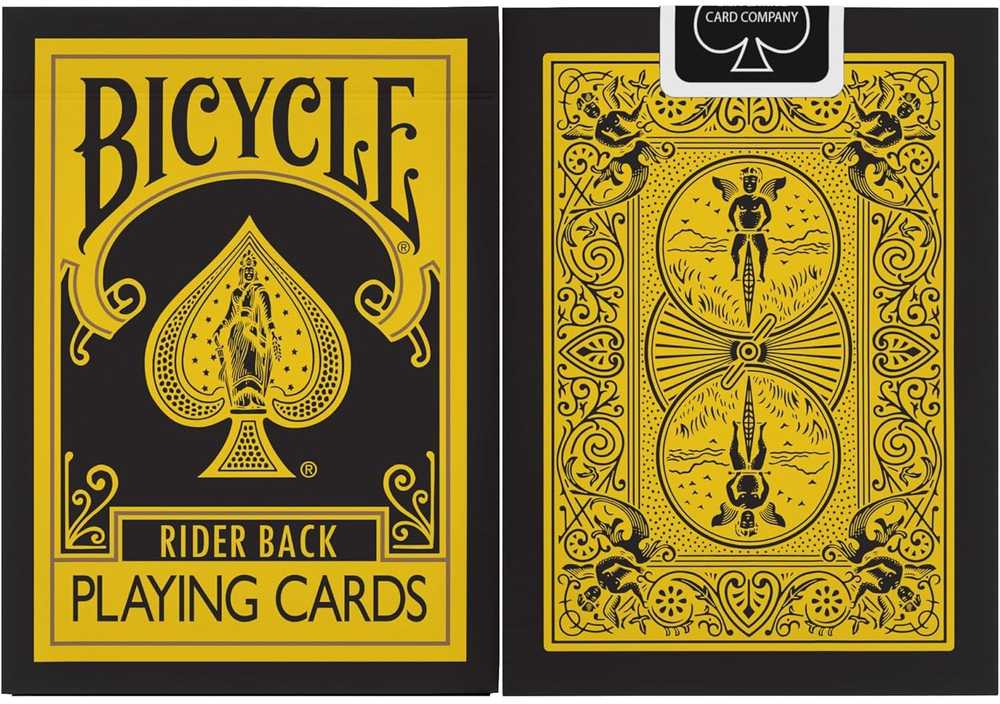 Bicycle Reverse geltonos ir juodos žaidimo kortos magams ir pokeriui