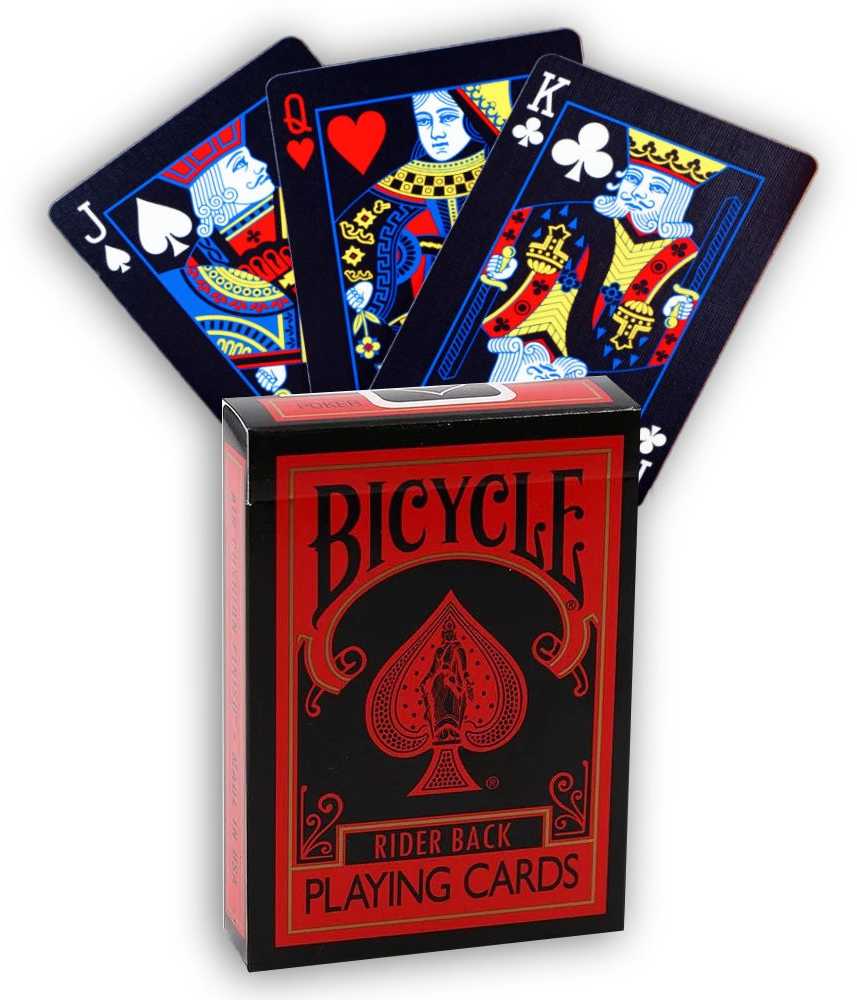 Kortų Žaidimas - Bicycle Rider Back Reverse Deck 54 Kortos Plastiku Padengtos Raudonos/Juodos