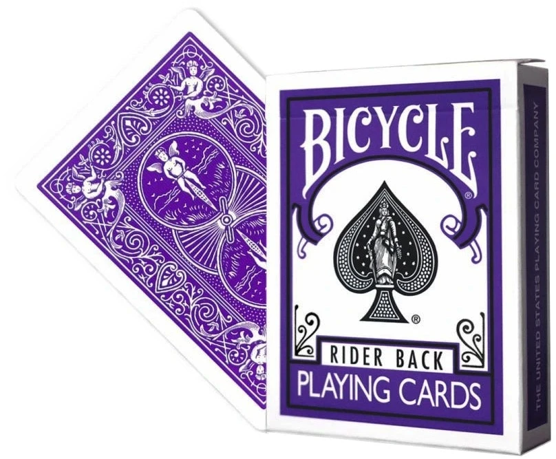 Bicycle Rider Back violetinė kortų kaladė pokeriui ir magijai, gaff kortos
