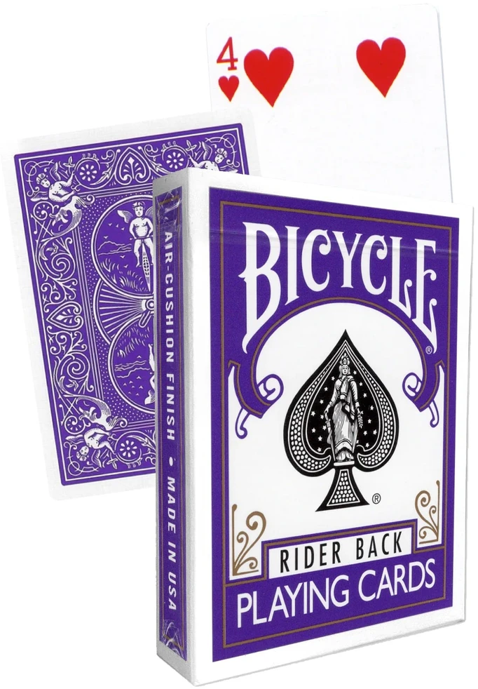 Bicycle Rider Back violetinė kortų kaladė pokeriui ir magijai, gaff kortos