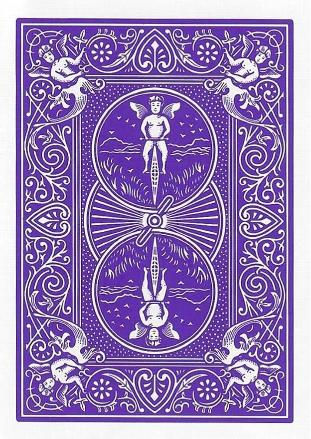 Bicycle Rider Back violetinė kortų kaladė pokeriui ir magijai, gaff kortos
