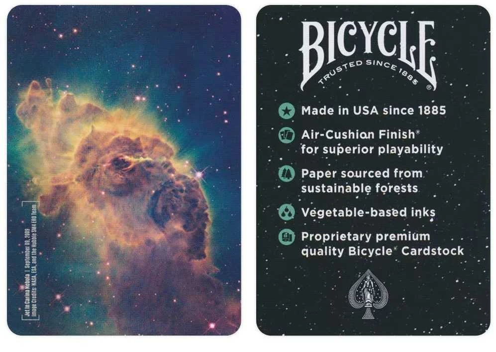 Bicycle Stargazer žaidimo kortos su Carina ūko dizainu – pokeriui, triukams