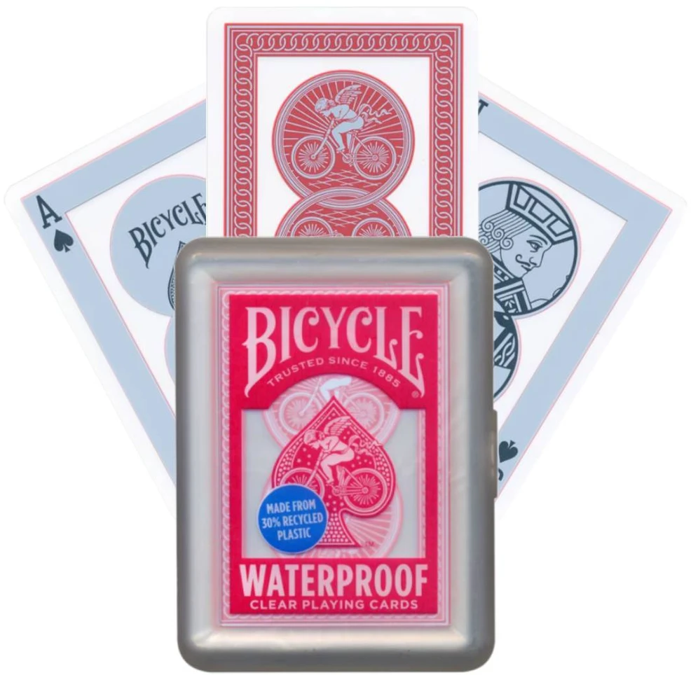 Bicycle vandeniui atsparios 100% plastikinės kortos, raudonos spalvos