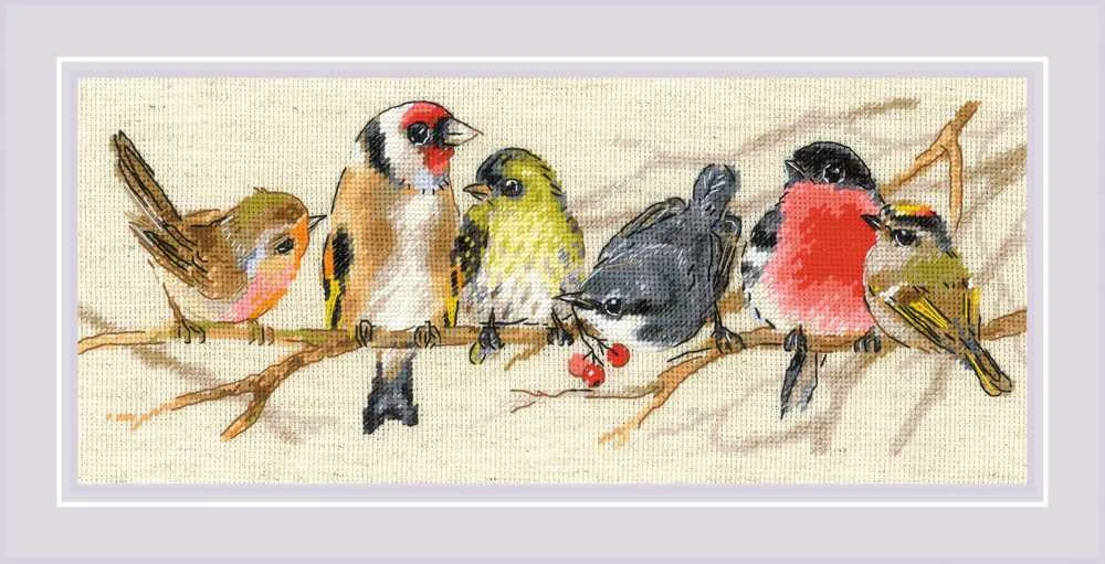 Riolis Kryželio siuvinėjimo rinkinys "Paukščiai ant šakos" 35x15 cm SR2250