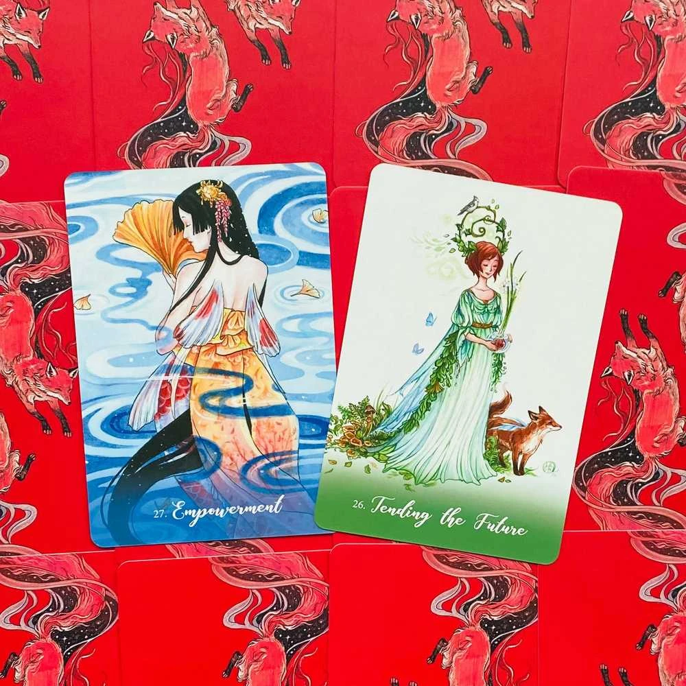 Blue Angel Mėlyna Angel Mėlyna Angel Foxfire: The Kitsune Oracle Kortos