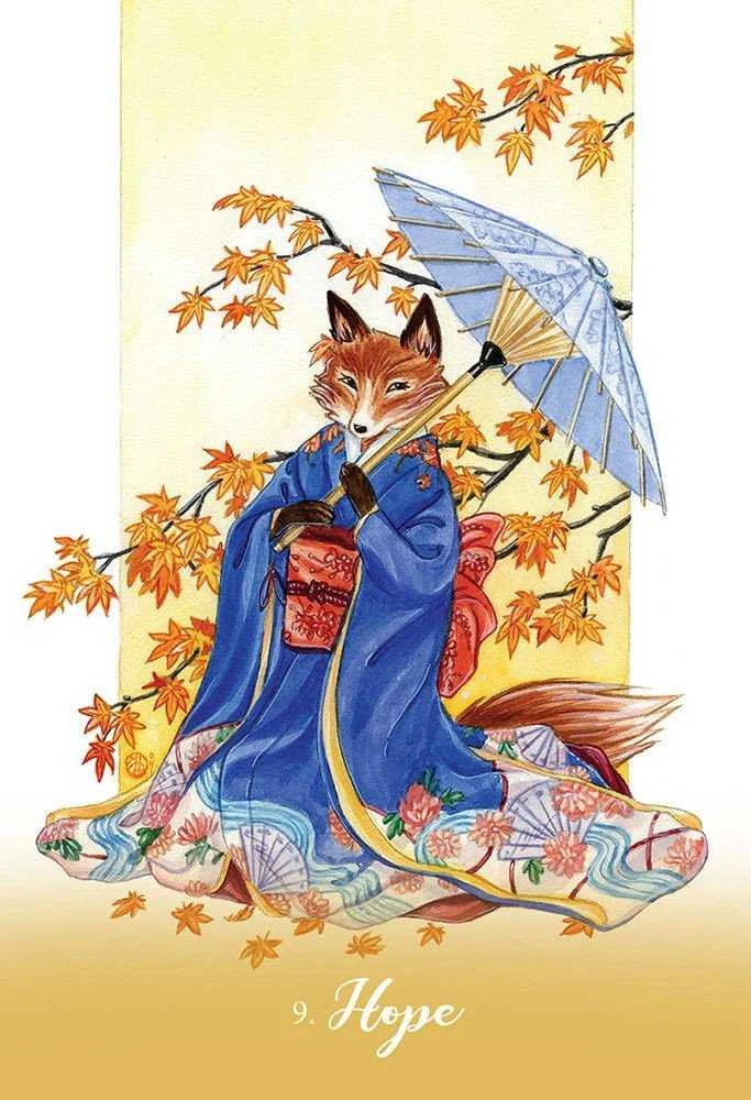 Blue Angel Mėlyna Angel Mėlyna Angel Foxfire: The Kitsune Oracle Kortos