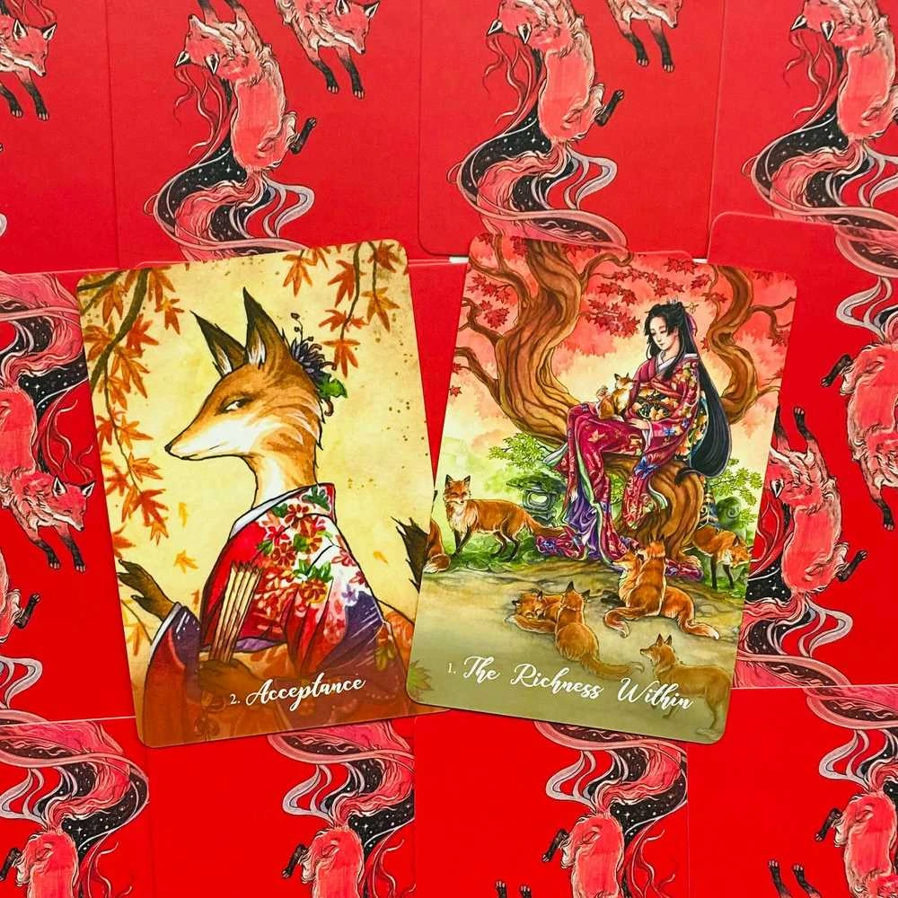 Blue Angel Mėlyna Angel Mėlyna Angel Foxfire: The Kitsune Oracle Kortos