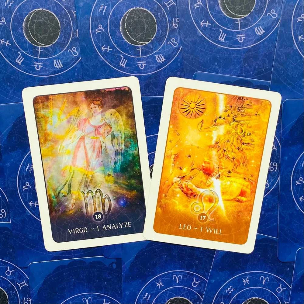 Blue Angel Mėlyna Angel Juodas Moon Astrology Kortos