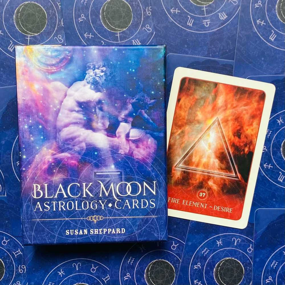 Blue Angel Mėlyna Angel Juodas Moon Astrology Kortos