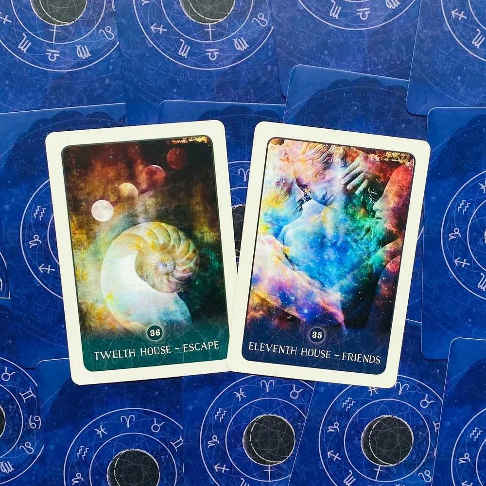 Blue Angel Mėlyna Angel Juodas Moon Astrology Kortos
