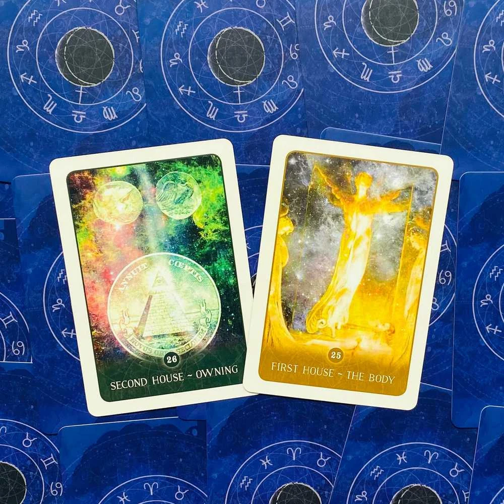 Blue Angel Mėlyna Angel Juodas Moon Astrology Kortos