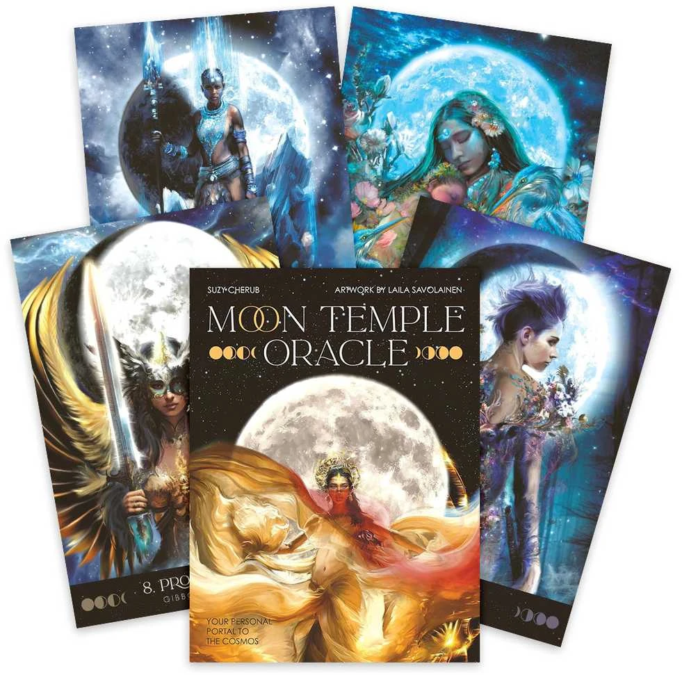 Blue Angel Mėlyna Angel Orakulo kortų rinkinys - Mėlyna Angel Moon Temple Oracle 44 Kortos 256 Puslapių Gidas