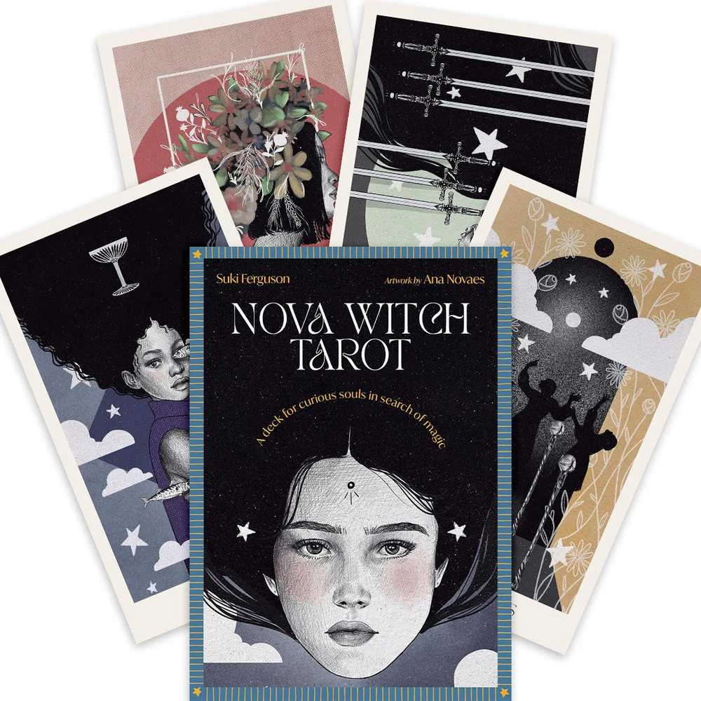 Blue Angel Mėlyna Angel Taro kortų rinkinys - Nova Witch Tarot 78 Kortos su Gidu