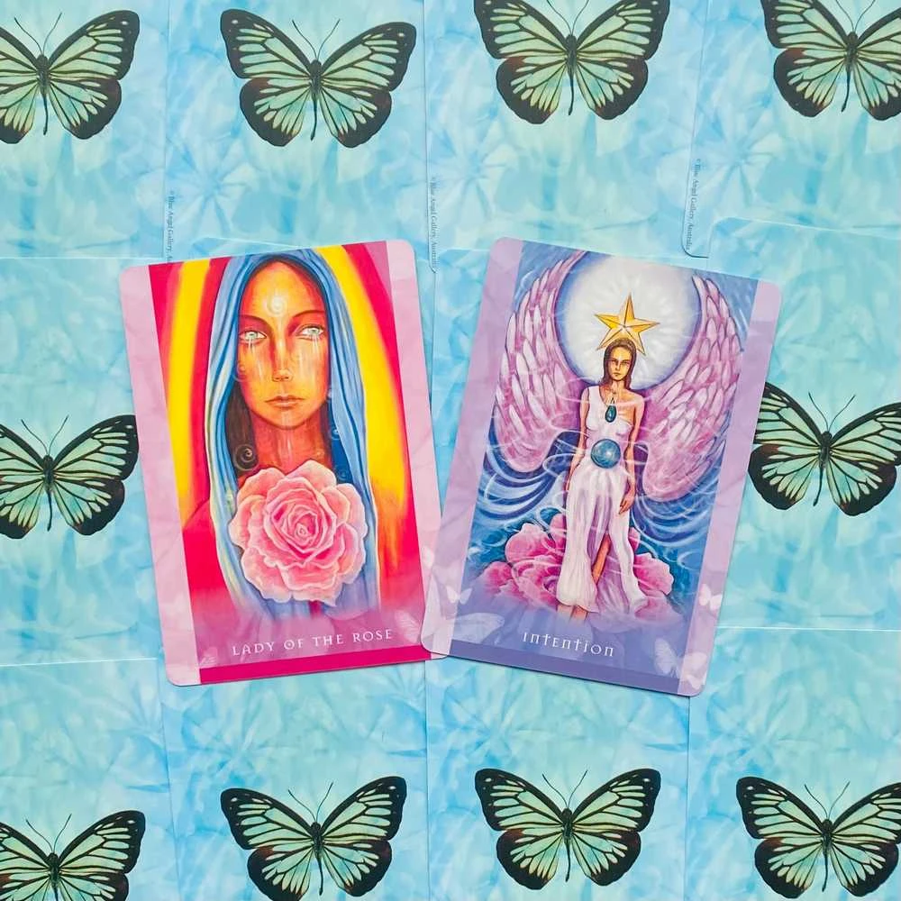 Blue Angel Mėlyna Angel Mėlyna Angel Universal Wisdom Oracle Kortos