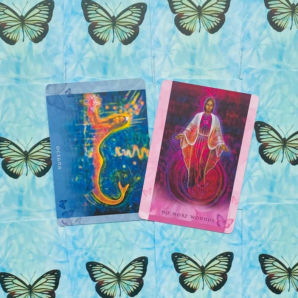 Blue Angel Mėlyna Angel Mėlyna Angel Universal Wisdom Oracle Kortos