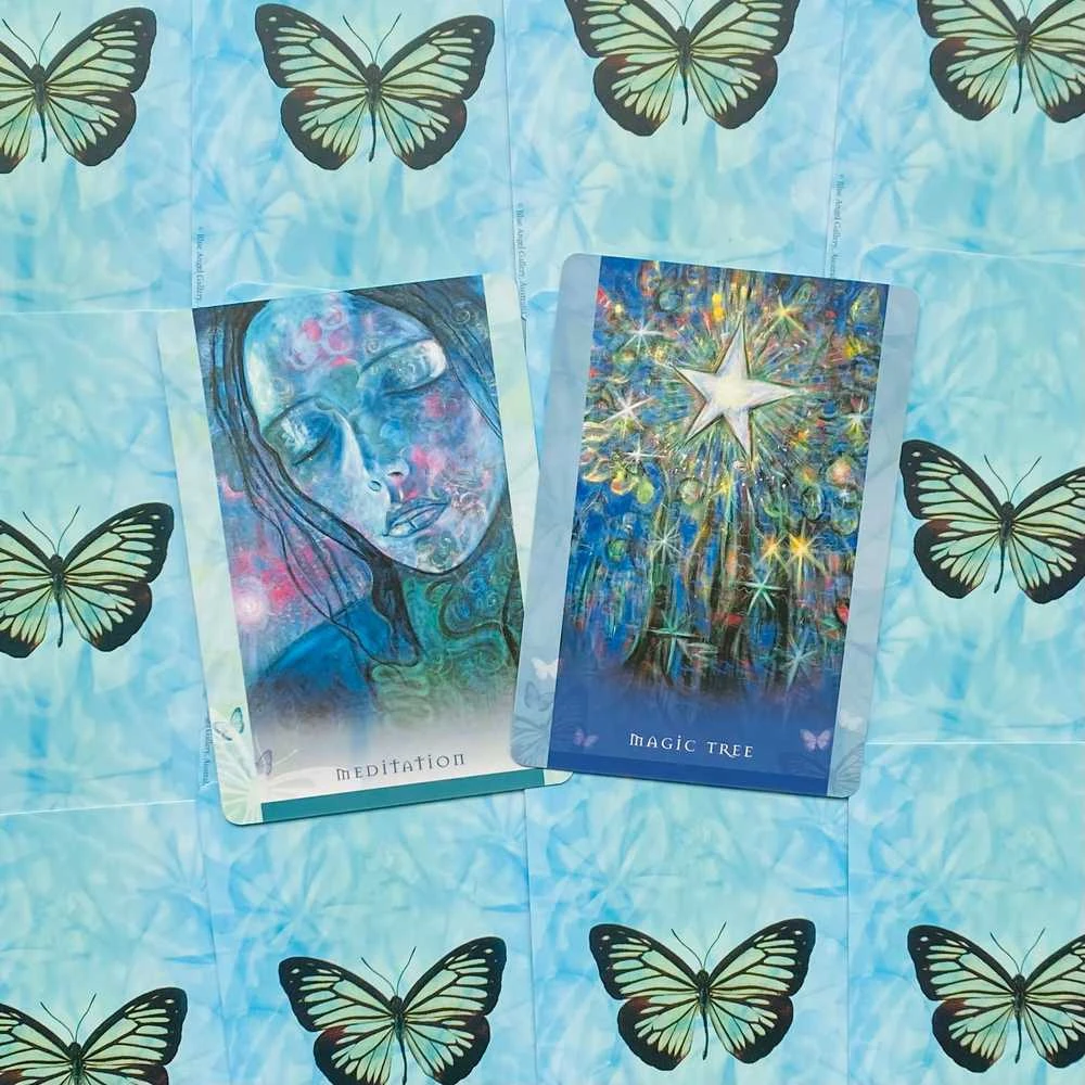Blue Angel Mėlyna Angel Mėlyna Angel Universal Wisdom Oracle Kortos