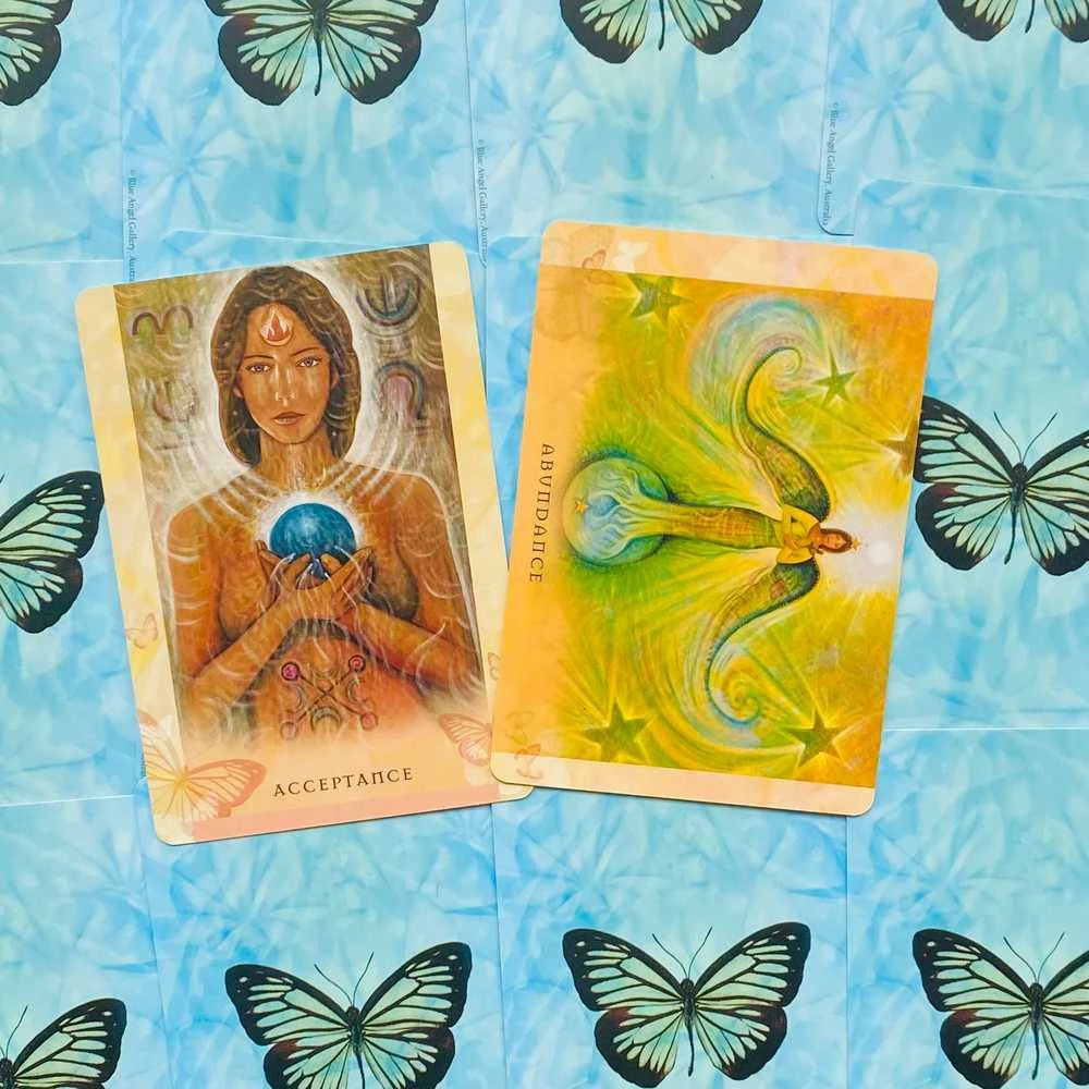 Blue Angel Mėlyna Angel Mėlyna Angel Universal Wisdom Oracle Kortos