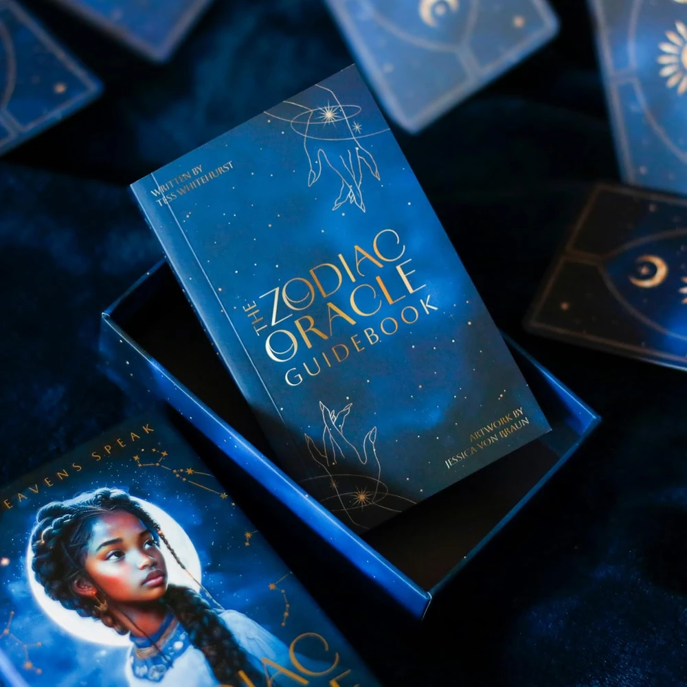 Blue Angel Mėlyna Angel Kolekcionuojamos Kortelės - Mėlyna Angel Zodiac Oracle 54 Cards Guidebook