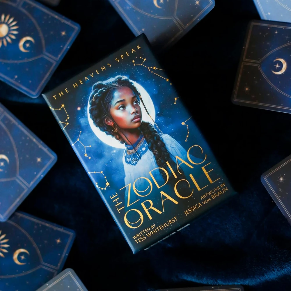 Blue Angel Mėlyna Angel Kolekcionuojamos Kortelės - Mėlyna Angel Zodiac Oracle 54 Cards Guidebook