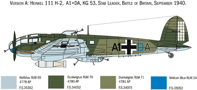 Italeri plastikinis modelis Heinkel He 111H Battle of Britain 80th, Color