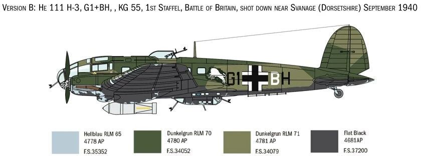 Italeri plastikinis modelis Heinkel He 111H Battle of Britain 80th, Color