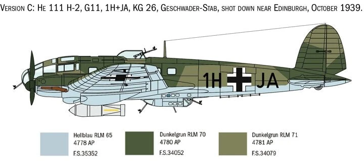 Italeri plastikinis modelis Heinkel He 111H Battle of Britain 80th, Color