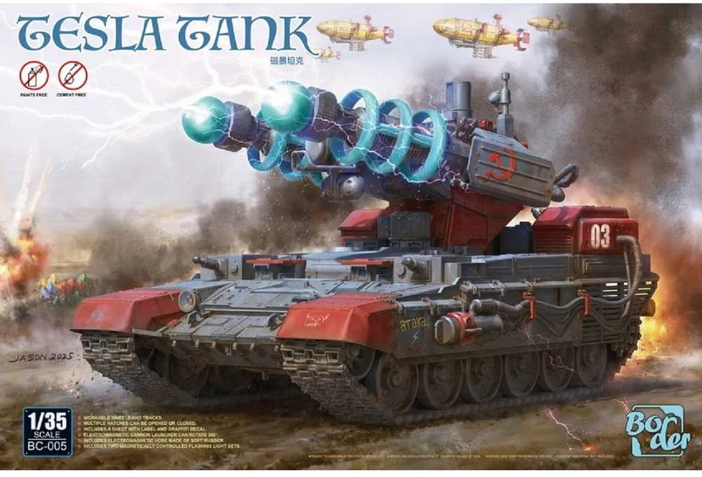 Border Model Border Tesla tankas Raudona Alert 2 1/35 plastikinis modelis