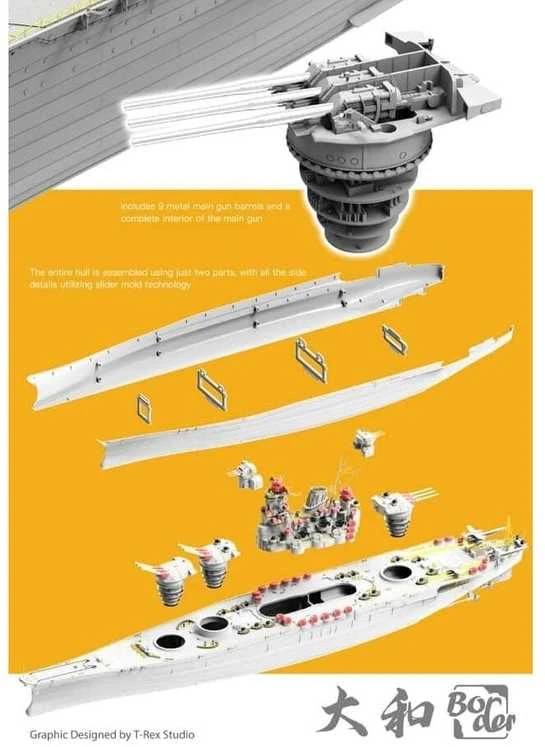 Border Model Japonų mūšinis laivas Yamato 1/350 plastikinis surenkamas rinkinys
