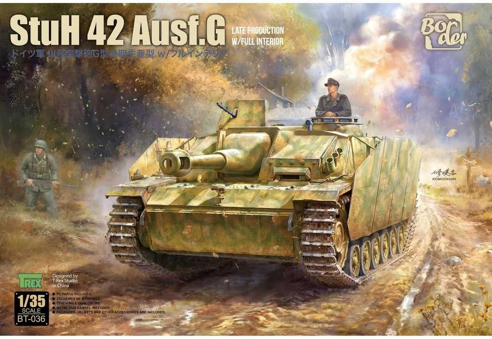 Border Model Sturmgeschütz III StuH 42 Ausf. G vokiškas tankas 1/35, pilnas vidus