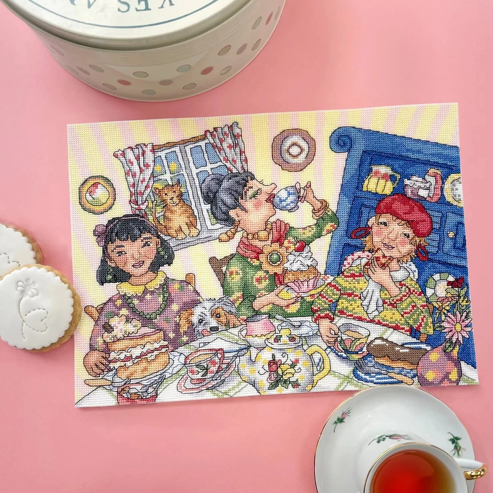 Bothy Threads Siuvinėjimo kryželiu rinkinys „Tea And Cake“ – arbata ir pyragas, 33x24 cm