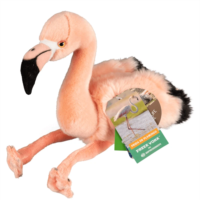 Bresser Itin minkštas pliušinis flamingas Frida 35 cm – skalbiamas, ekologiškas