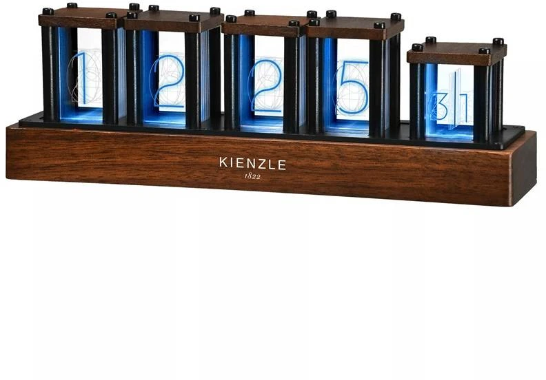 Bresser KIENZLE LED Nixie stalinis laikrodis – 1600 spalvų, medžio akcentai