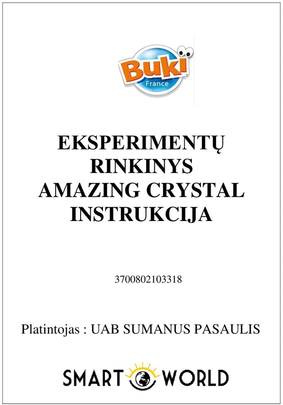 Dėlionė Buki France Eksperimento rinkinys pagaminkite kristalus Buki