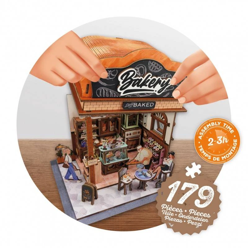 Buki France Medinė miniatiūrinė kepyklėlė – 179 detalių diorama dėlionė su LED, 10+