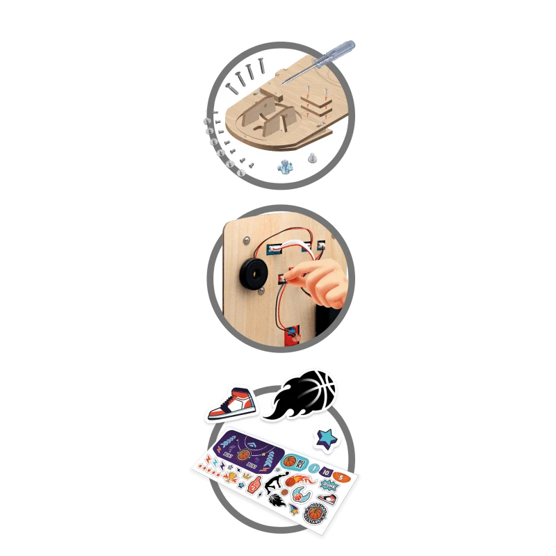 Buki France Medinis elektroninis krepšinio lankas-konstruktorius su rezultatais (8+)