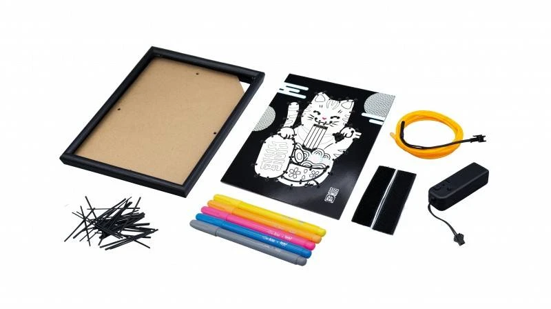 Buki France Neoninis kūrybinis rinkinys Maneki-neko – šviečianti laimės katė vaikams 7+