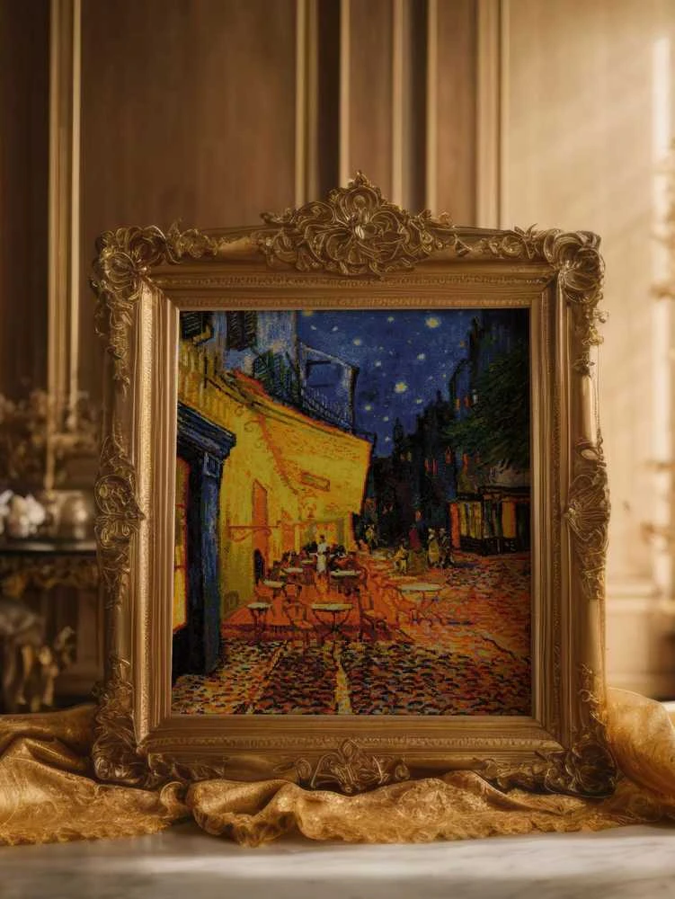Riolis Kryželiu siuvinėjimo rinkinys „Naktinė kavinės terasa pagal V. Van Gogo paveikslą“ 40x50 SR2217